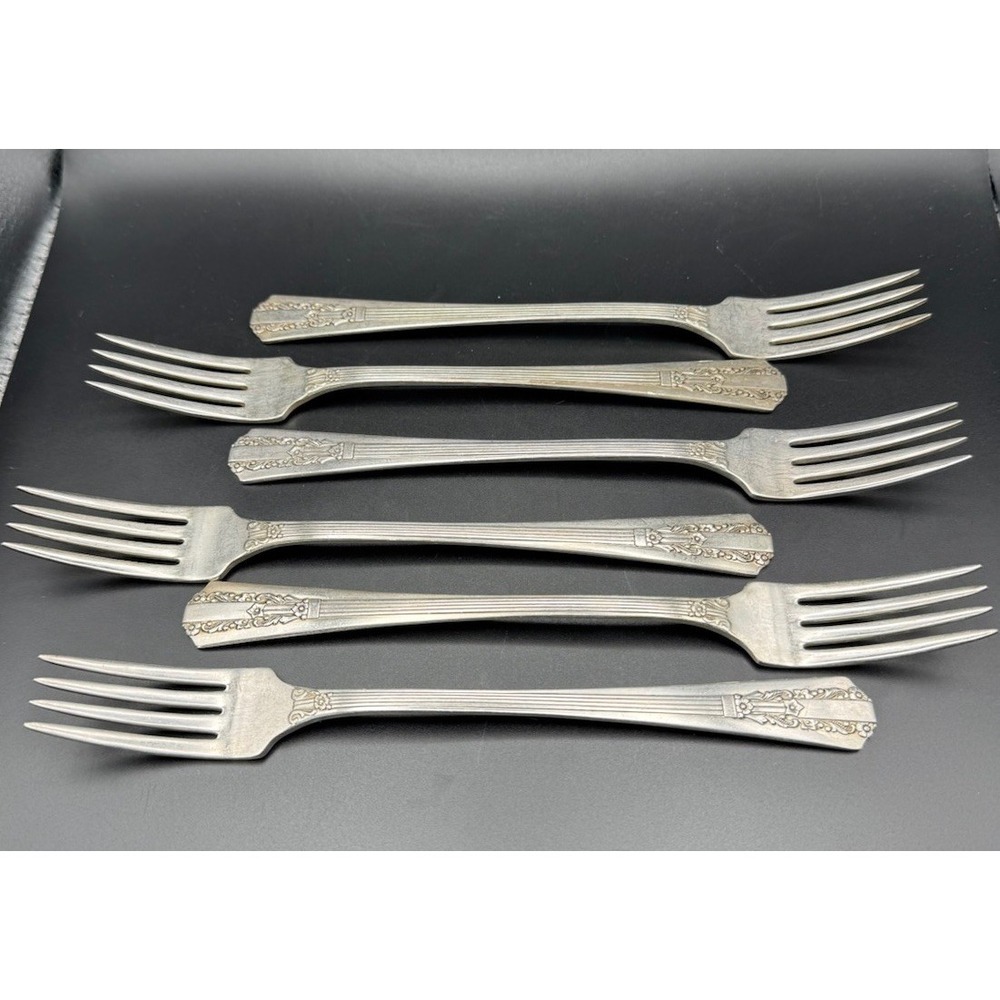 Vintage Oneida Wm A Rogers Silverplate Grille Forks Avenue Pattern 1939 Set Of 6